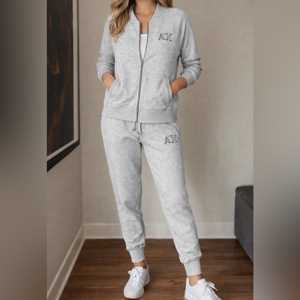Armani Exchange AX Gray Zip-Up Sweatshirt & Jogger Set | Size S/P
